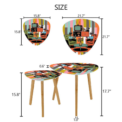 Kate McEnroe New York Atomic Cat Retro Nesting Tables, Mid Century Modern Striped Accent FurnitureNesting TablesIM8uIPvBuJ