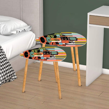 Kate McEnroe New York Atomic Cat Retro Nesting Tables, Mid Century Modern Striped Accent FurnitureNesting TablesIM8uIPvBuJ