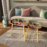 Kate McEnroe New York Atomic Cat Retro Nesting Tables, Mid Century Modern Striped Accent FurnitureNesting TablesIM8uIPvBuJ