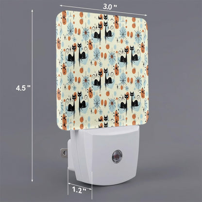 Kate McEnroe New York Atomic Cat Retro Night Light Set, Mid Century Modern Starburst Plug In Accent Light, 50s Kitsch MCM Cat DecorNight LightsKWlwGo1nyD