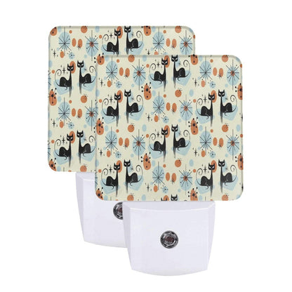 Kate McEnroe New York Atomic Cat Retro Night Light Set, Mid Century Modern Starburst Plug In Accent Light, 50s Kitsch MCM Cat DecorNight LightsKWlwGo1nyD