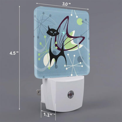 Kate McEnroe New York Atomic Cat Retro Night Light Set, Mid Century Modern Starburst Plug In Light, MCM Kitsch Hallway AccentNight LightsU2nwoauze9