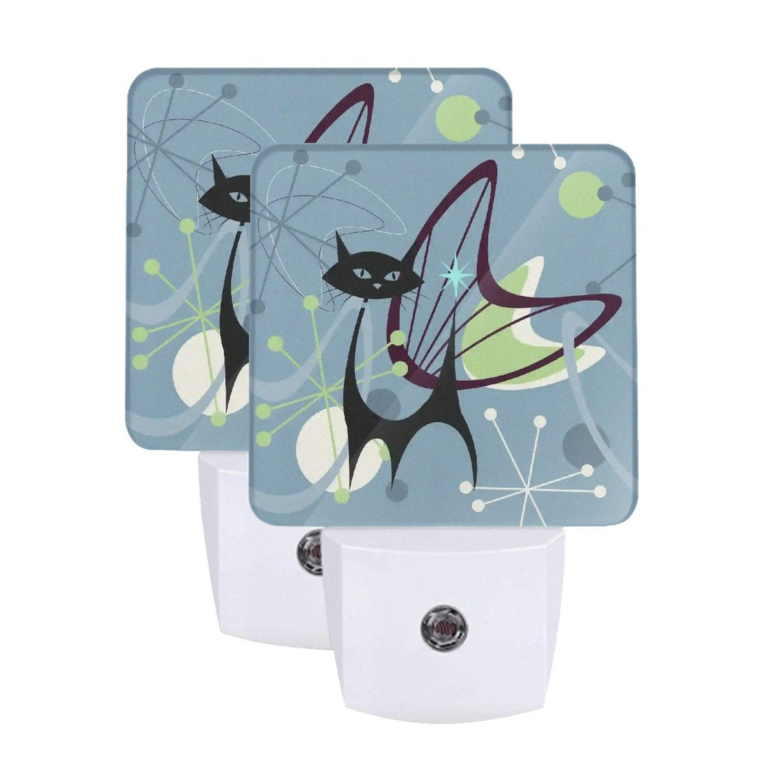 Kate McEnroe New York Atomic Cat Retro Night Light Set, Mid Century Modern Starburst Plug In Light, MCM Kitsch Hallway AccentNight LightsU2nwoauze9