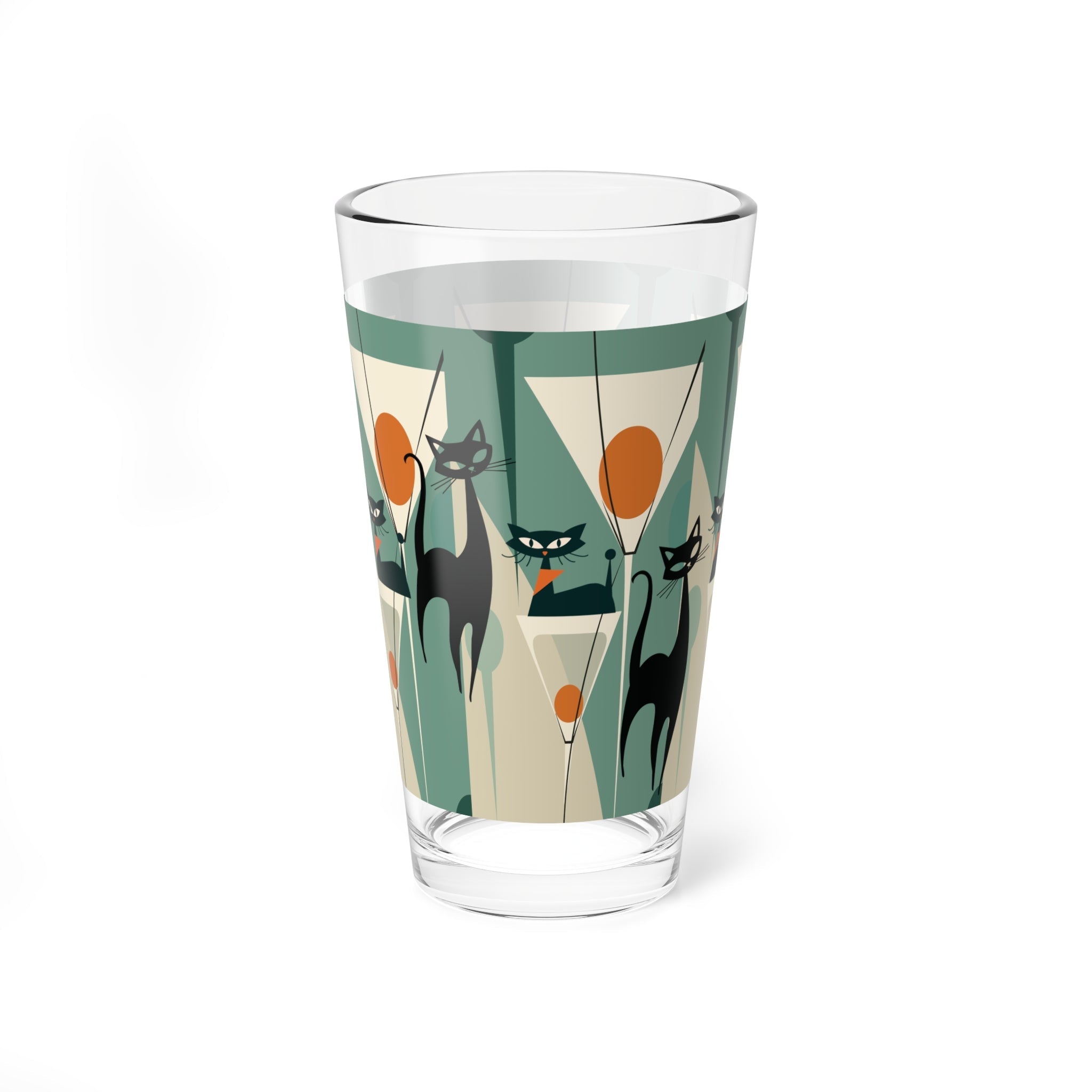 Kate McEnroe New York Atomic Cat Retro Pint Glass, Mid Century Modern Cocktail BarwarePint Glasses22636616001702118244