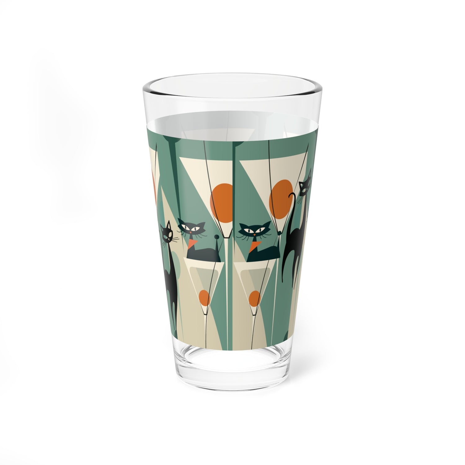 Kate McEnroe New York Atomic Cat Retro Pint Glass, Mid Century Modern Cocktail BarwarePint Glasses22636616001702118244