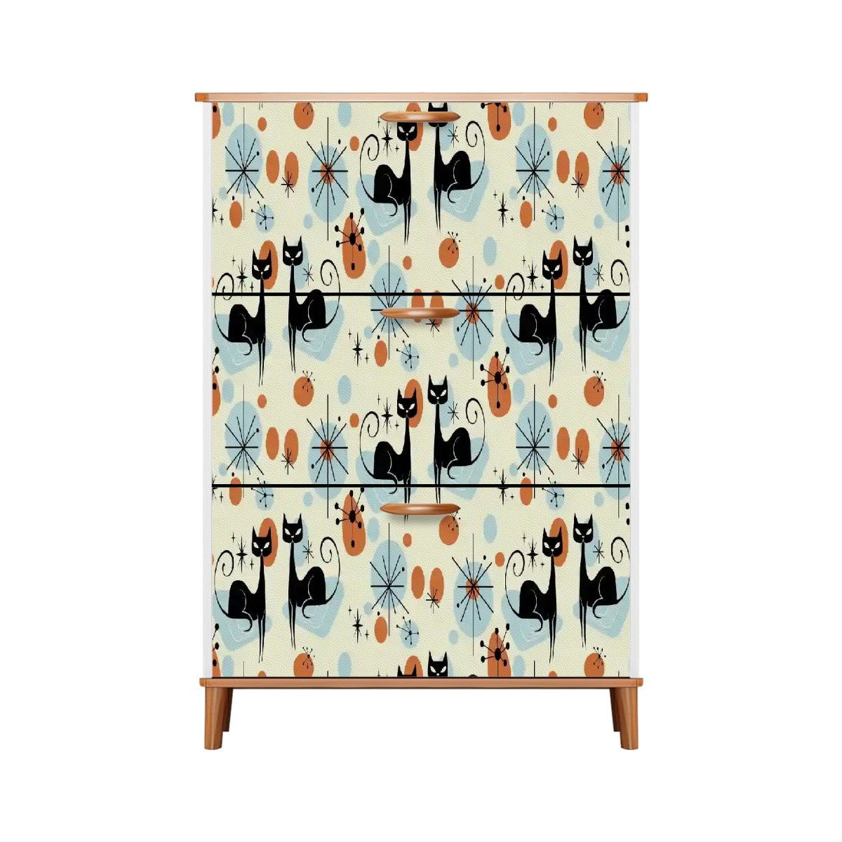 Kate McEnroe New York Atomic Cat Retro Shoe Cabinet, Mid Century Modern Starburst Accent StorageShoe StorageEf00FXGGqW