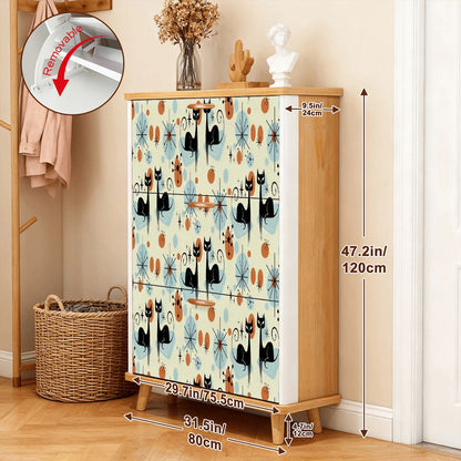 Kate McEnroe New York Atomic Cat Retro Shoe Cabinet, Mid Century Modern Starburst Accent StorageShoe StorageEf00FXGGqW