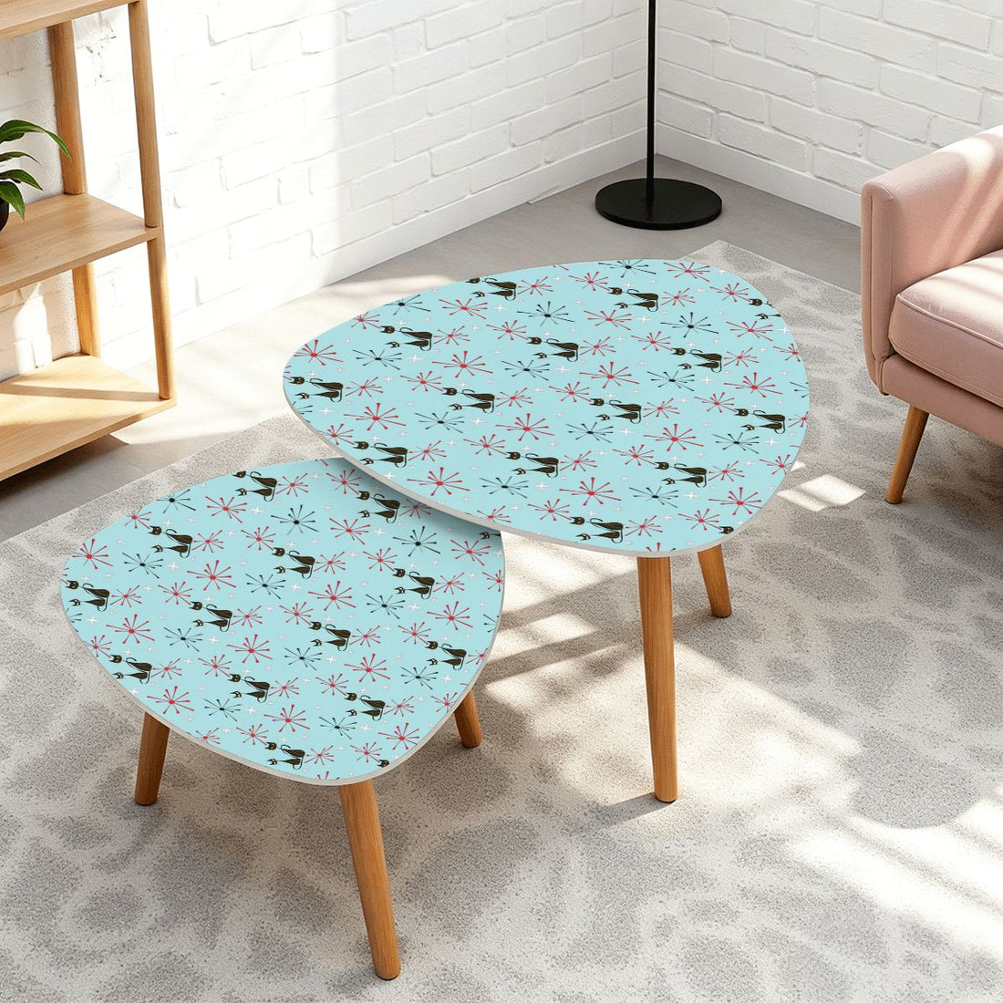 Kate McEnroe New York Atomic Cat Retro Starburst Coffee Tables, Mid Century Modern Nesting Accent Furniture, 1950s Vintage Living Room DecorNesting TablesTCyTP5uuVq