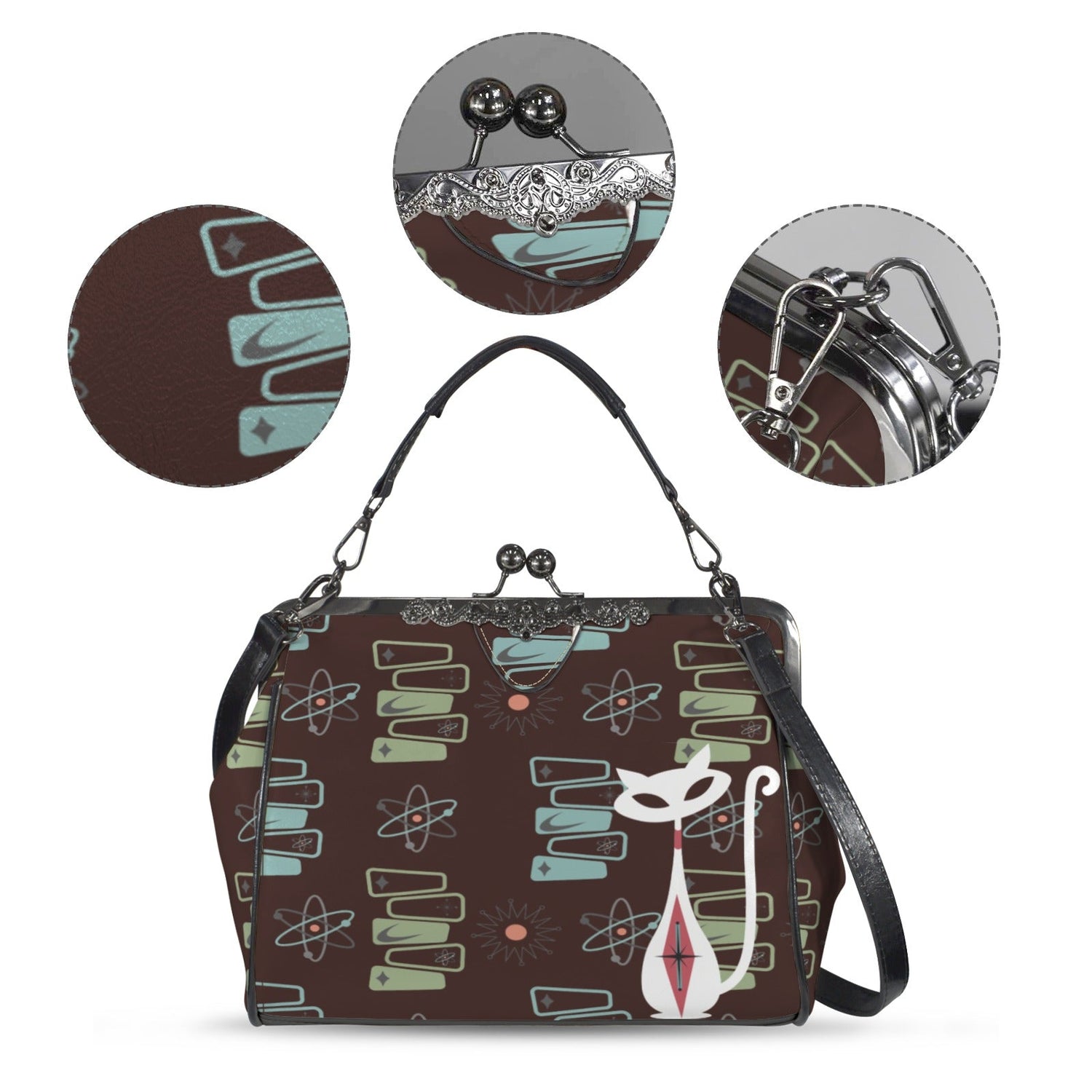 Kate McEnroe New York Atomic Cat Retro Starburst Kisslock Purse, Mid Century Modern CrossbodyCrossbody BagsD3187086