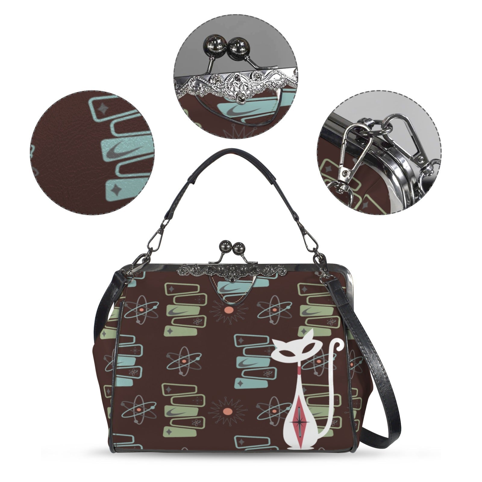 Kate McEnroe New York Atomic Cat Retro Starburst Kisslock Purse, Mid Century Modern CrossbodyCrossbody BagsD3187086