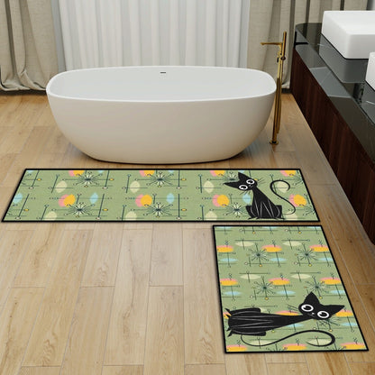 Kate McEnroe New York Atomic Cat Retro Starburst Mid Century Modern Kitchen Rug SetKitchen Floor MatsUa04dh29qZ