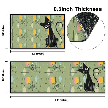 Kate McEnroe New York Atomic Cat Retro Starburst Mid Century Modern Kitchen Rug SetKitchen Floor MatsUa04dh29qZ