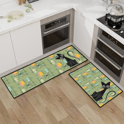 Kate McEnroe New York Atomic Cat Retro Starburst Mid Century Modern Kitchen Rug SetKitchen Floor MatsUa04dh29qZ