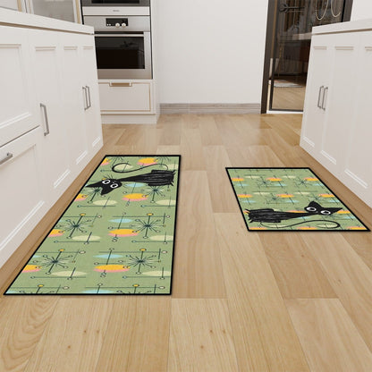 Kate McEnroe New York Atomic Cat Retro Starburst Mid Century Modern Kitchen Rug SetKitchen Floor MatsUa04dh29qZ