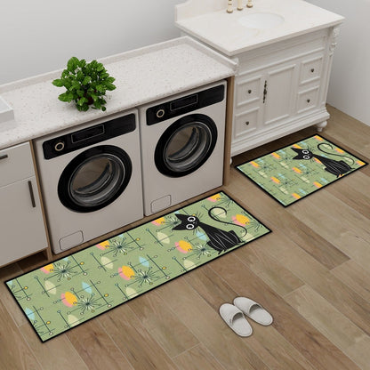 Kate McEnroe New York Atomic Cat Retro Starburst Mid Century Modern Kitchen Rug SetKitchen Floor MatsUa04dh29qZ