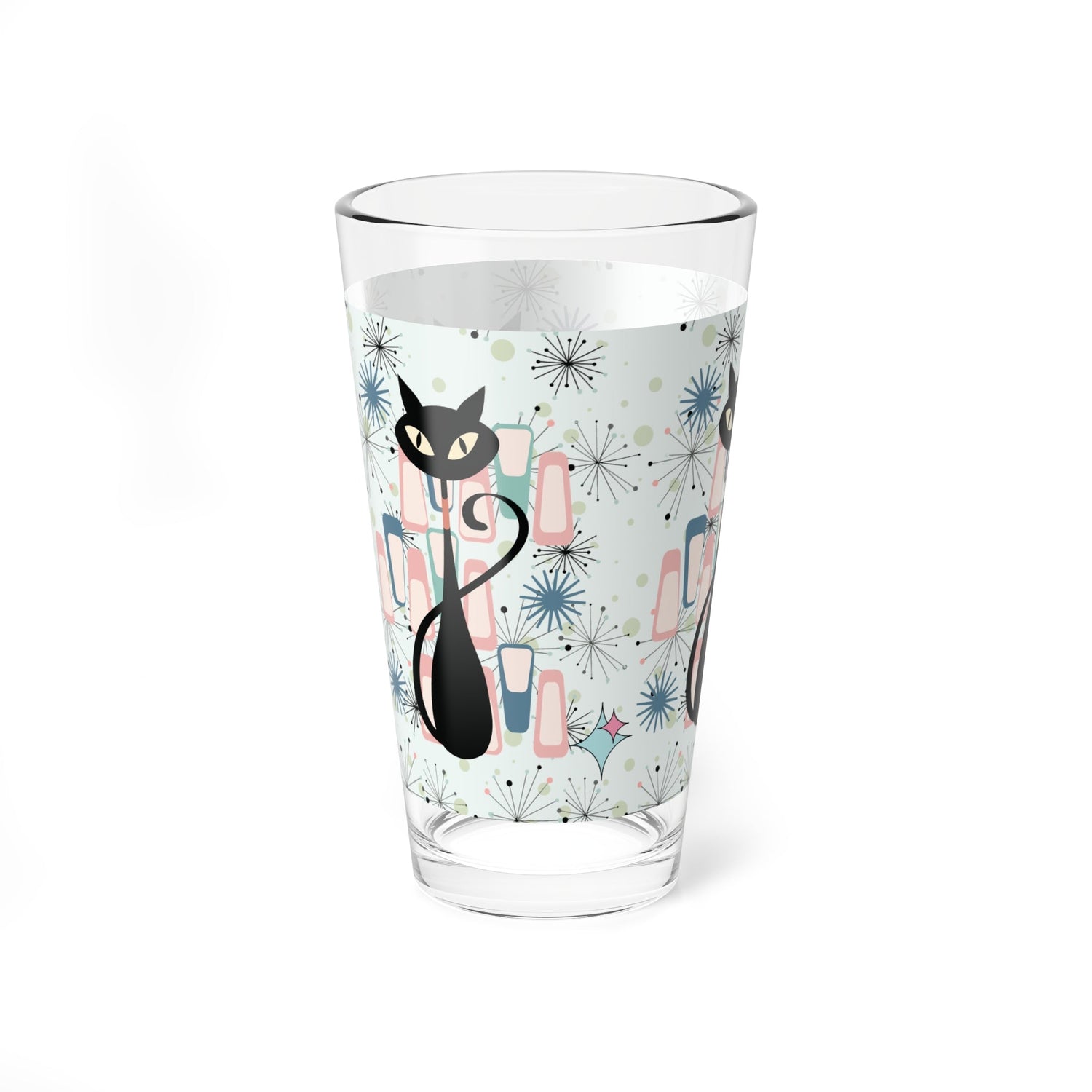 Kate McEnroe New York Atomic Cat Retro Starbursts Pint Glass, Mid Century Modern Drinkware, MCM 1950s Cocktail GlassPint Glasses65030112016621843795