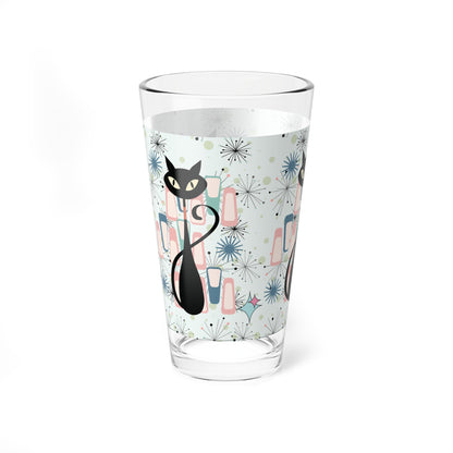 Kate McEnroe New York Atomic Cat Retro Starbursts Pint Glass, Mid Century Modern Drinkware, MCM 1950s Cocktail GlassPint Glasses65030112016621843795