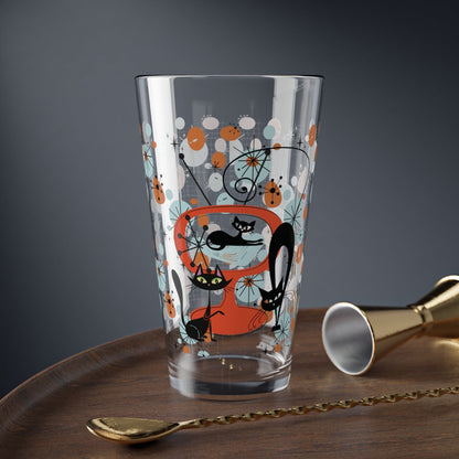 Kate McEnroe New York Atomic Cat Retro TV Barware, Mid Century Modern Kitschy Orange, Teal DrinkwareMixing Glasses81045717328559386629