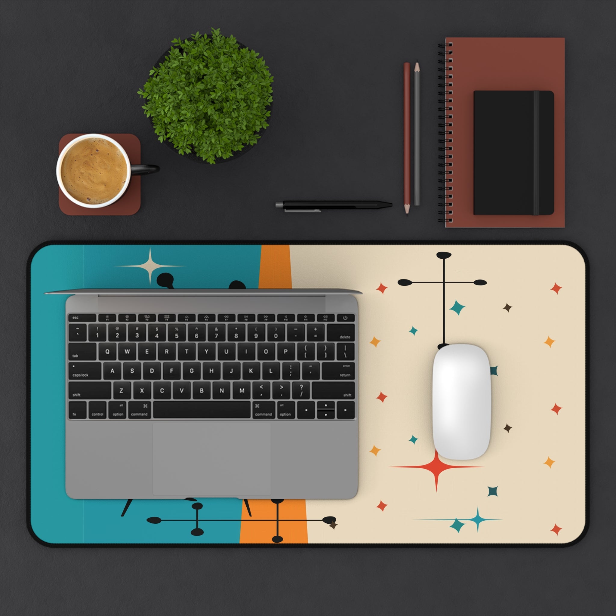 Kate McEnroe New York Atomic Cat Retro TV Desk Mat, Mid Century Modern Office Mouse Pad, Starburst Mod Computer MatDesk Mats35002703779876327260