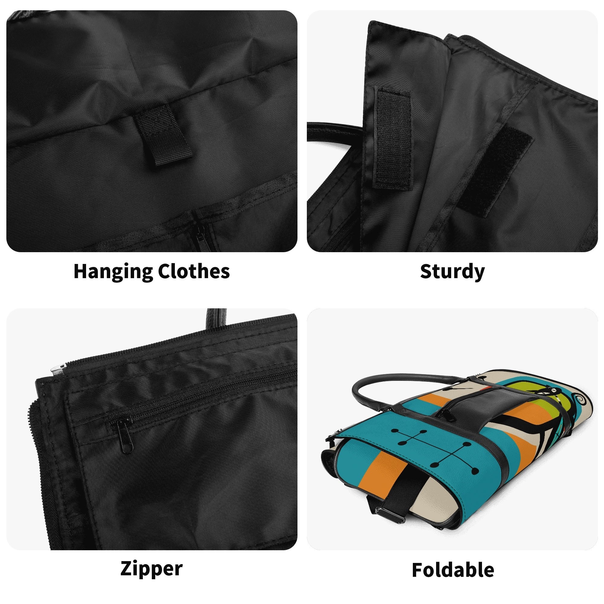 Kate McEnroe New York Atomic Cat Retro TV Foldable Duffel Bag, Mid Century Modern Space Age Mod Travel WeekenderDuffel BagsY57Q7QPW - 1