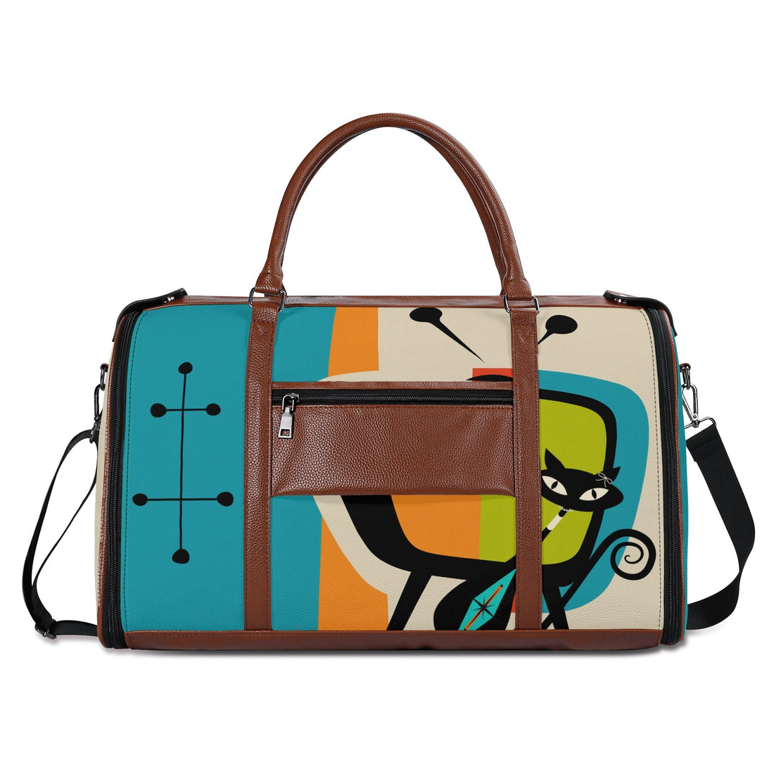 Kate McEnroe New York Atomic Cat Retro TV Foldable Duffel Bag, Mid Century Modern Space Age Mod Travel WeekenderDuffel BagsY57Q7QPW - 1