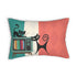Kate McEnroe New York Atomic Cat Retro TV Lumbar Pillow, Mid Century Modern Cushion, MCM Color Block Living Room, Bedroom Accent Sofa Decor Lumbar Pillows 20" × 14" 18750267862125145089