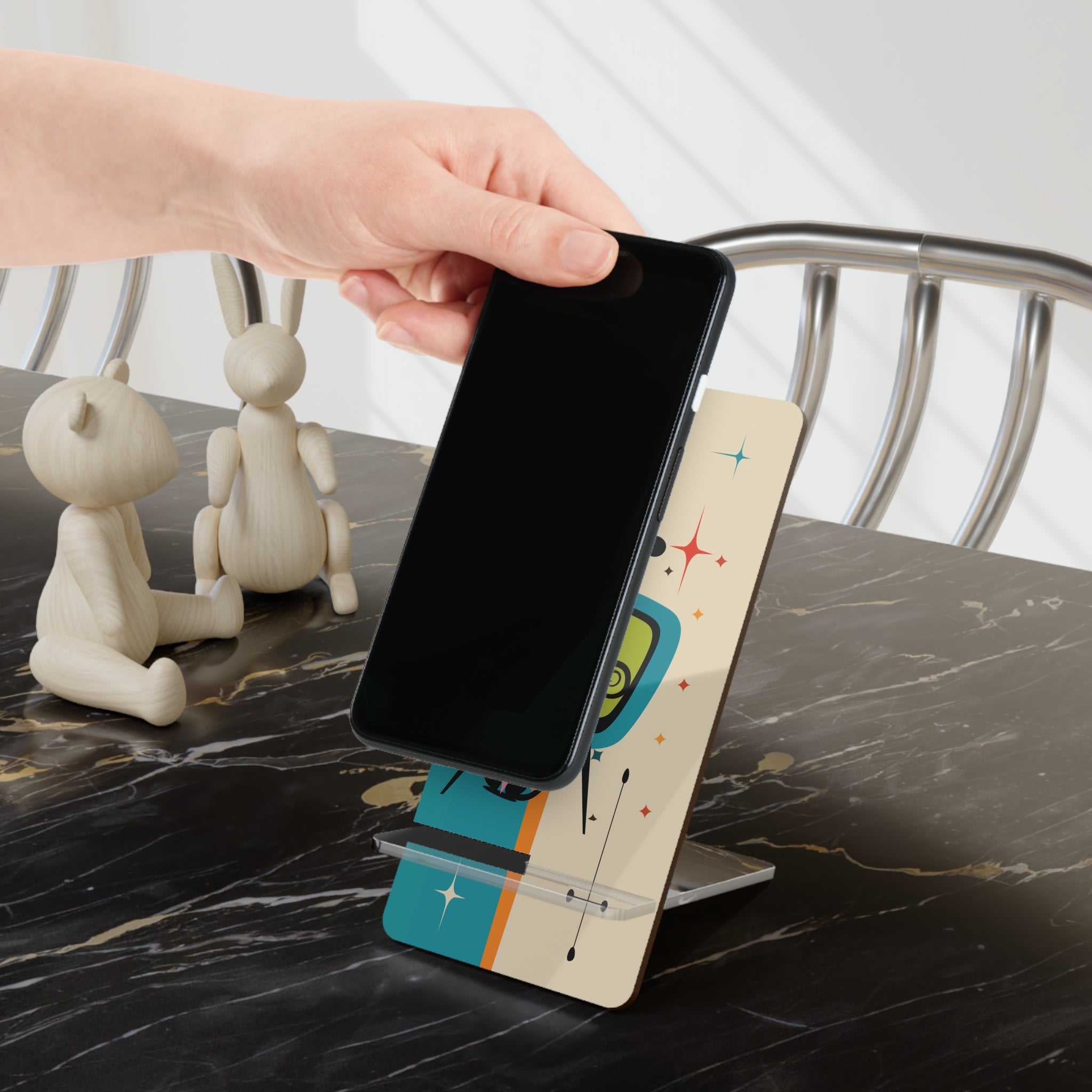 Kate McEnroe New York Atomic Cat Retro TV Mid Century Modern Mobile Display Stand for SmartphonesMobile Phone Stands17853393749369099632