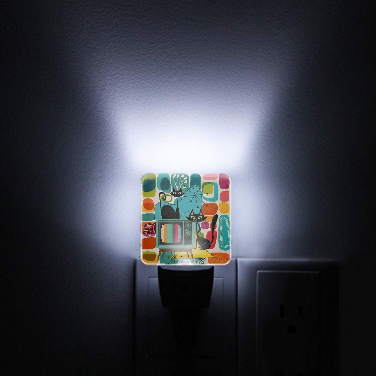 Kate McEnroe New York Atomic Cat Retro TV Mid Mod Amoeba Night Light SetNight Lightszukmuy2VJY