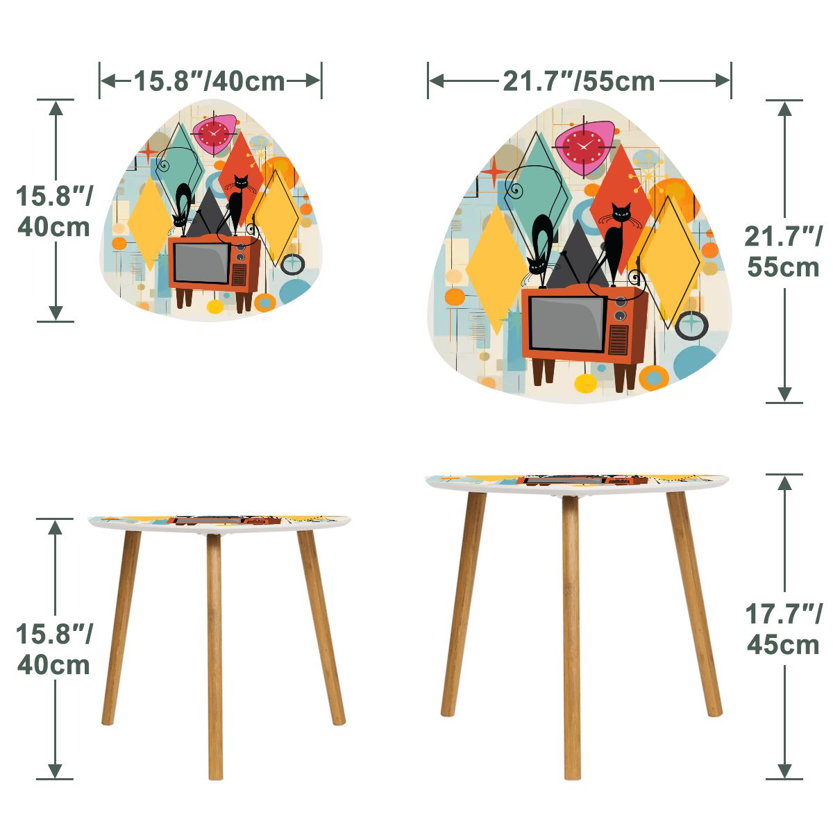 Kate McEnroe New York Atomic Cat Retro TV Nesting Tables, Mid Century Modern 50s Kitsch Side Table Set, MCM Starburst Accent FurnitureNesting TablesBvz2pSypWY