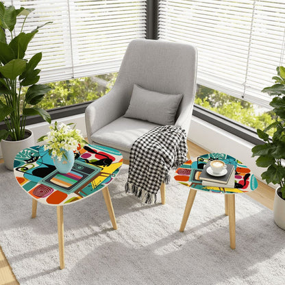 Kate McEnroe New York Atomic Cat Retro TV Nesting Tables, Mid Century Modern Amoeba Coffee Tables, 50s MCM Accent Tables, Vintage Pop Art Furniture SetNesting TablesnDcGhwFnBmCnX