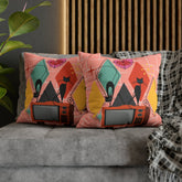 Kate McEnroe New York Atomic Cat Retro TV Pillow Cover, Mid Century Modern Orange, Teal, Yellow, Pink Cushion Covers, MCM Pillow CaseThrow Pillow Covers14505531541008926429