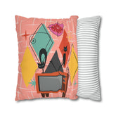 Kate McEnroe New York Atomic Cat Retro TV Pillow Cover, Mid Century Modern Orange, Teal, Yellow, Pink Cushion Covers, MCM Pillow CaseThrow Pillow Covers28026697588794533196