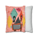 Kate McEnroe New York Atomic Cat Retro TV Pillow Cover, Mid Century Modern Orange, Teal, Yellow, Pink Cushion Covers, MCM Pillow CaseThrow Pillow Covers28026697588794533196