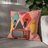 Kate McEnroe New York Atomic Cat Retro TV Pillow Cover, Mid Century Modern Orange, Teal, Yellow, Pink Cushion Covers, MCM Pillow CaseThrow Pillow Covers28026697588794533196