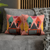 Kate McEnroe New York Atomic Cat Retro TV Pillow Cover, Mid Century Modern Orange, Teal, Yellow, Pink Cushion Covers, MCM Pillow CaseThrow Pillow Covers28026697588794533196