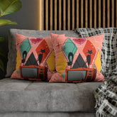 Kate McEnroe New York Atomic Cat Retro TV Pillow Cover, Mid Century Modern Orange, Teal, Yellow, Pink Cushion Covers, MCM Pillow CaseThrow Pillow Covers28026697588794533196