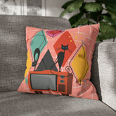 Kate McEnroe New York Atomic Cat Retro TV Pillow Cover, Mid Century Modern Orange, Teal, Yellow, Pink Cushion Covers, MCM Pillow CaseThrow Pillow Covers28026697588794533196