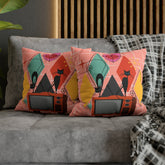 Kate McEnroe New York Atomic Cat Retro TV Pillow Cover, Mid Century Modern Orange, Teal, Yellow, Pink Cushion Covers, MCM Pillow CaseThrow Pillow Covers28026697588794533196