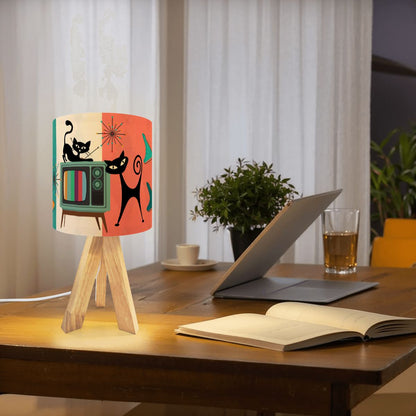 Kate McEnroe New York Atomic Cat Retro TV Table Lamp, Mid Century Modern Accent LightTable LampsxG0M7A5NEI