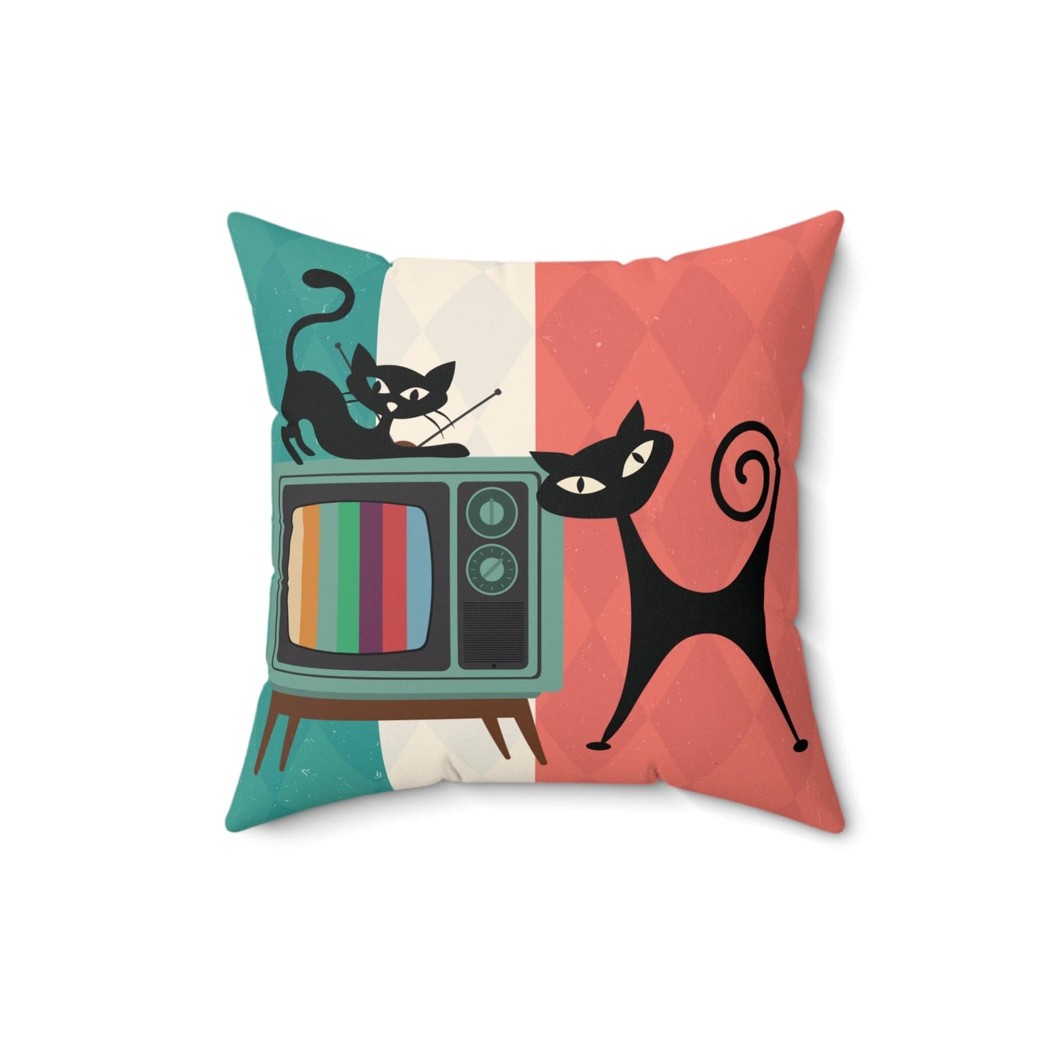 Kate McEnroe New York Atomic Cat Retro TV Throw Pillow, Mid Century Modern Living Room, Bedroom AccentThrow Pillows17098710230308286295