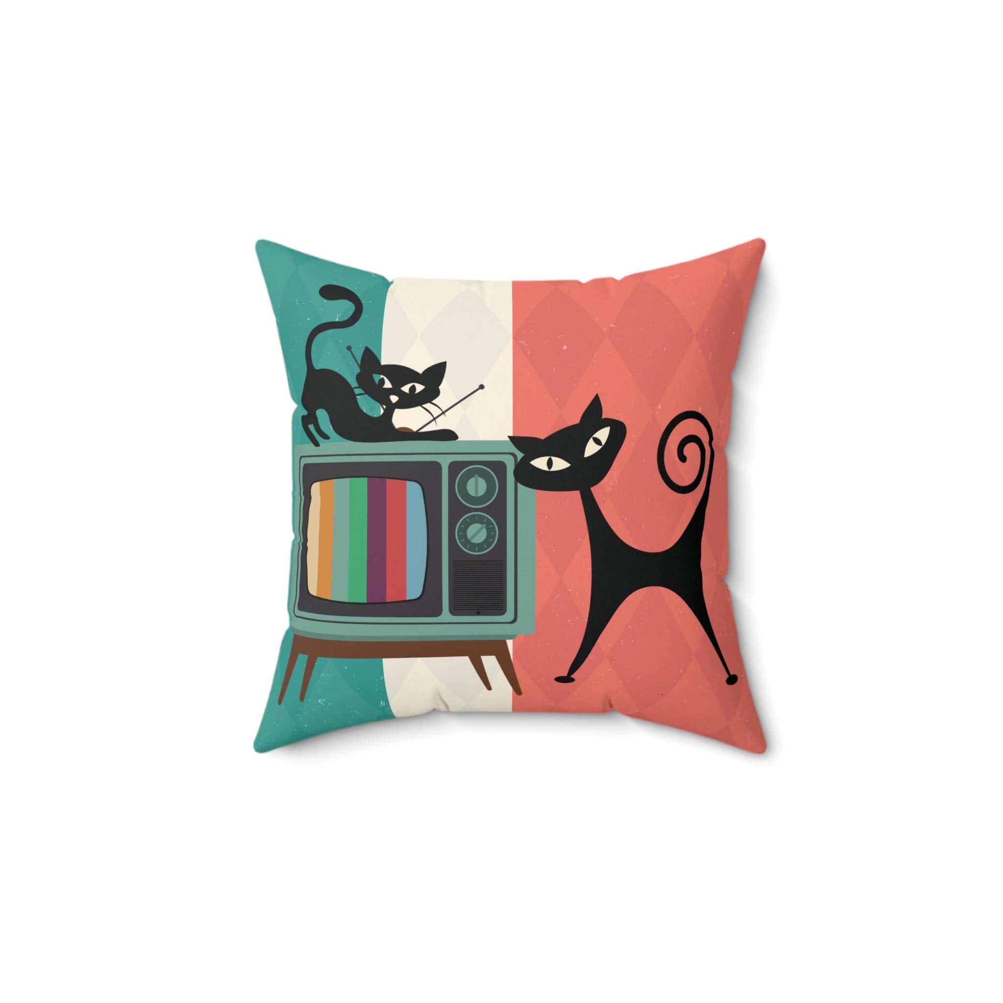 Kate McEnroe New York Atomic Cat Retro TV Throw Pillow, Mid Century Modern Living Room, Bedroom AccentThrow Pillows17098710230308286295