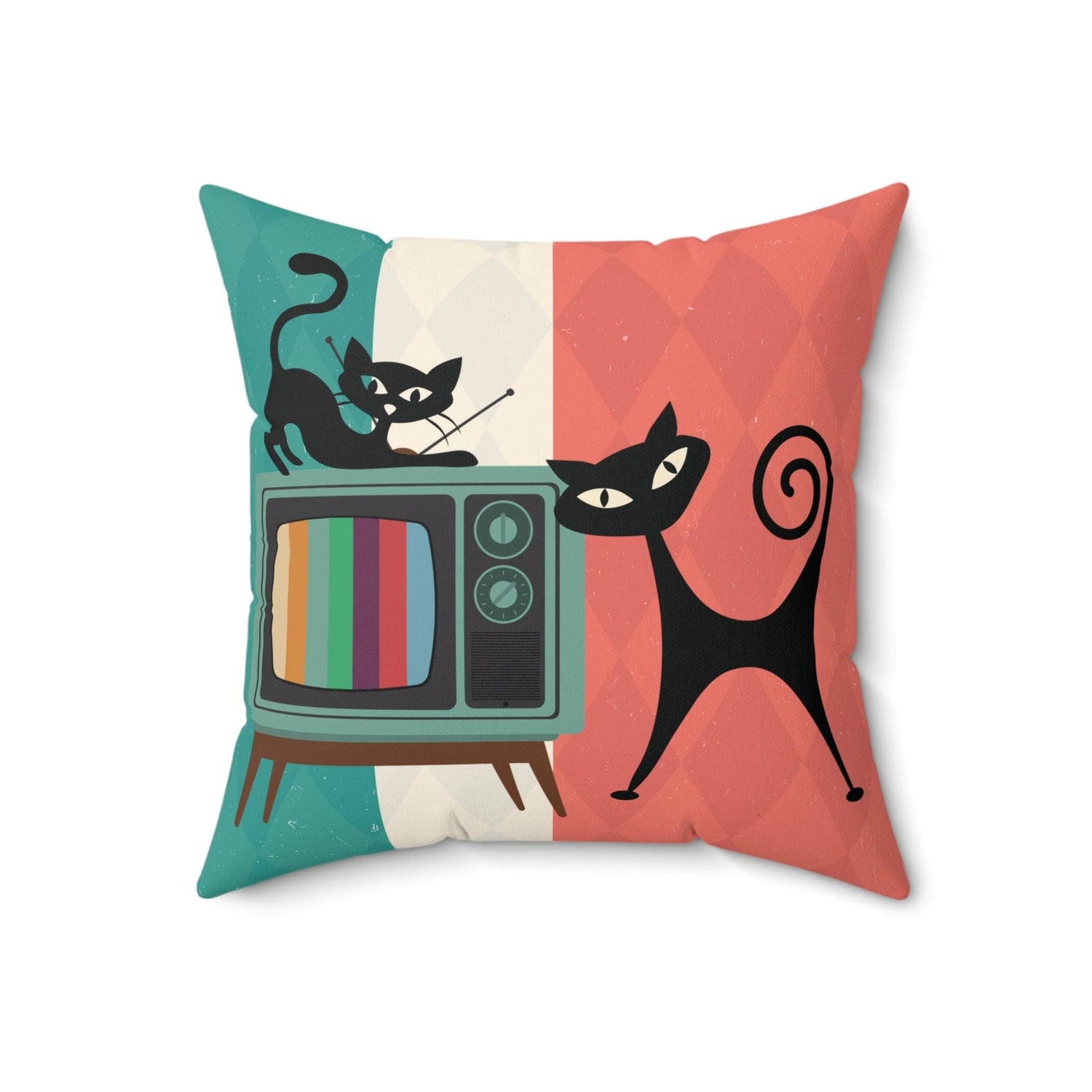 Kate McEnroe New York Atomic Cat Retro TV Throw Pillow, Mid Century Modern Living Room, Bedroom AccentThrow Pillows17098710230308286295