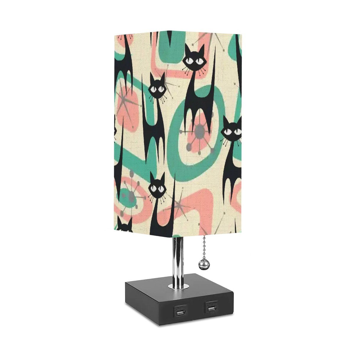 Kate McEnroe New York Atomic Cat Retro USB Table Lamp, Mid Century Modern Space Age Accent Light, Funky MCM Bedroom or Desk LampDesk LampseWff2tpHnJ