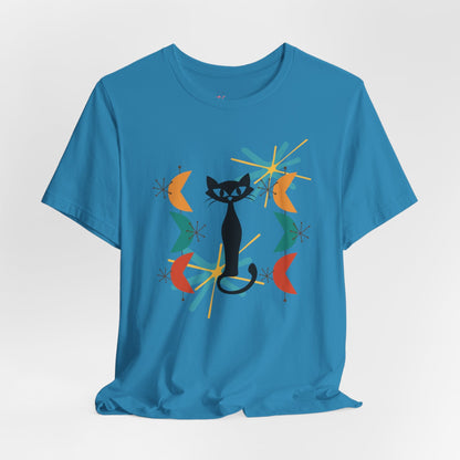 Kate McEnroe New York Atomic Cat Retro Vibes T-Shirt, Mid Century Modern Style, 50s Cool Cat Graphic TeeT-Shirts12174619863811950276