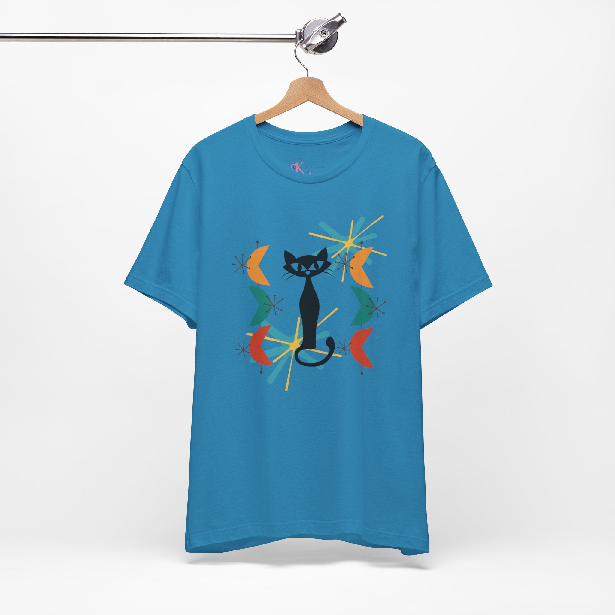 Kate McEnroe New York Atomic Cat Retro Vibes T-Shirt, Mid Century Modern Style, 50s Cool Cat Graphic TeeT-Shirts49760176888804446864