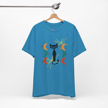 Kate McEnroe New York Atomic Cat Retro Vibes T-Shirt, Mid Century Modern Style, 50s Cool Cat Graphic TeeT-Shirts49760176888804446864