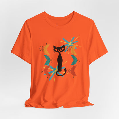 Kate McEnroe New York Atomic Cat Retro Vibes T-Shirt, Mid Century Modern Style, 50s Cool Cat Graphic TeeT-Shirts49760176888804446864