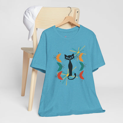 Kate McEnroe New York Atomic Cat Retro Vibes T-Shirt, Mid Century Modern Style, 50s Cool Cat Graphic TeeT-Shirts78331300749750800552