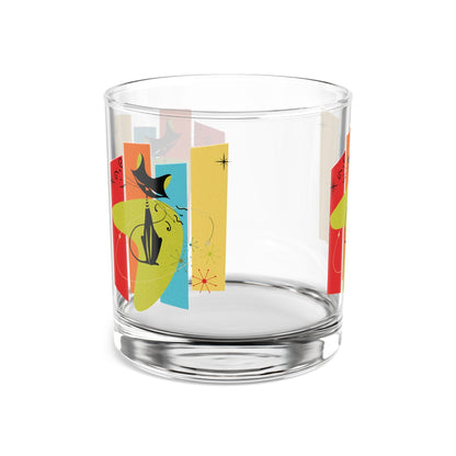 Kate McEnroe New York Atomic Cat Rocks Glass, Mid Century Modern 1950s Cocktail Glass, 10oz Retro Lowball TumblerCocktail Glasses16835227838556838375