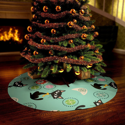 Kate McEnroe New York Atomic Cat Round Tree Skirt, Mid Century Kitschy Holiday, Retro Vintage Christmas Tree Decor Christmas Tree Skirts 22467957878388827427